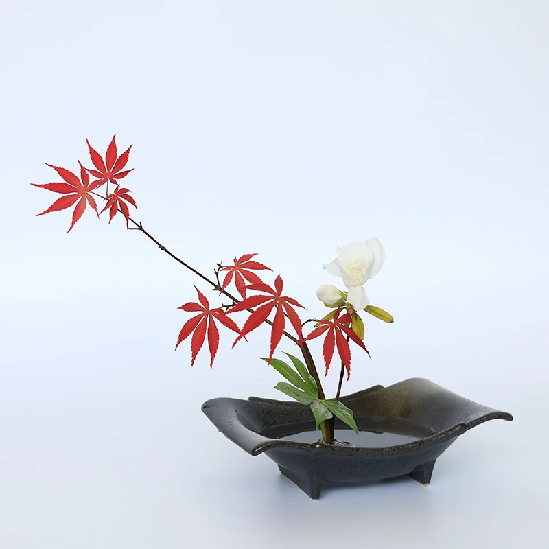 Винтажная черная грубая керамика цветочный горшок Настольная гидропонная ваза