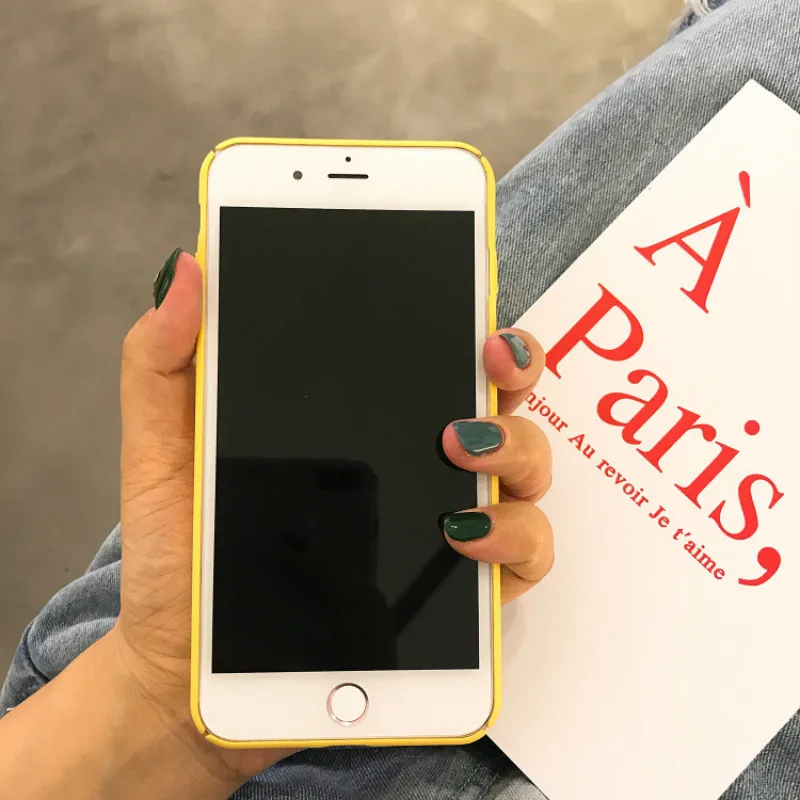 POBLU Cool English Letter Feel Good Phone Case For iphone X Lovely Yellow Hard PC Cover Cartoon Shell 6 6S 7 8 Plus |