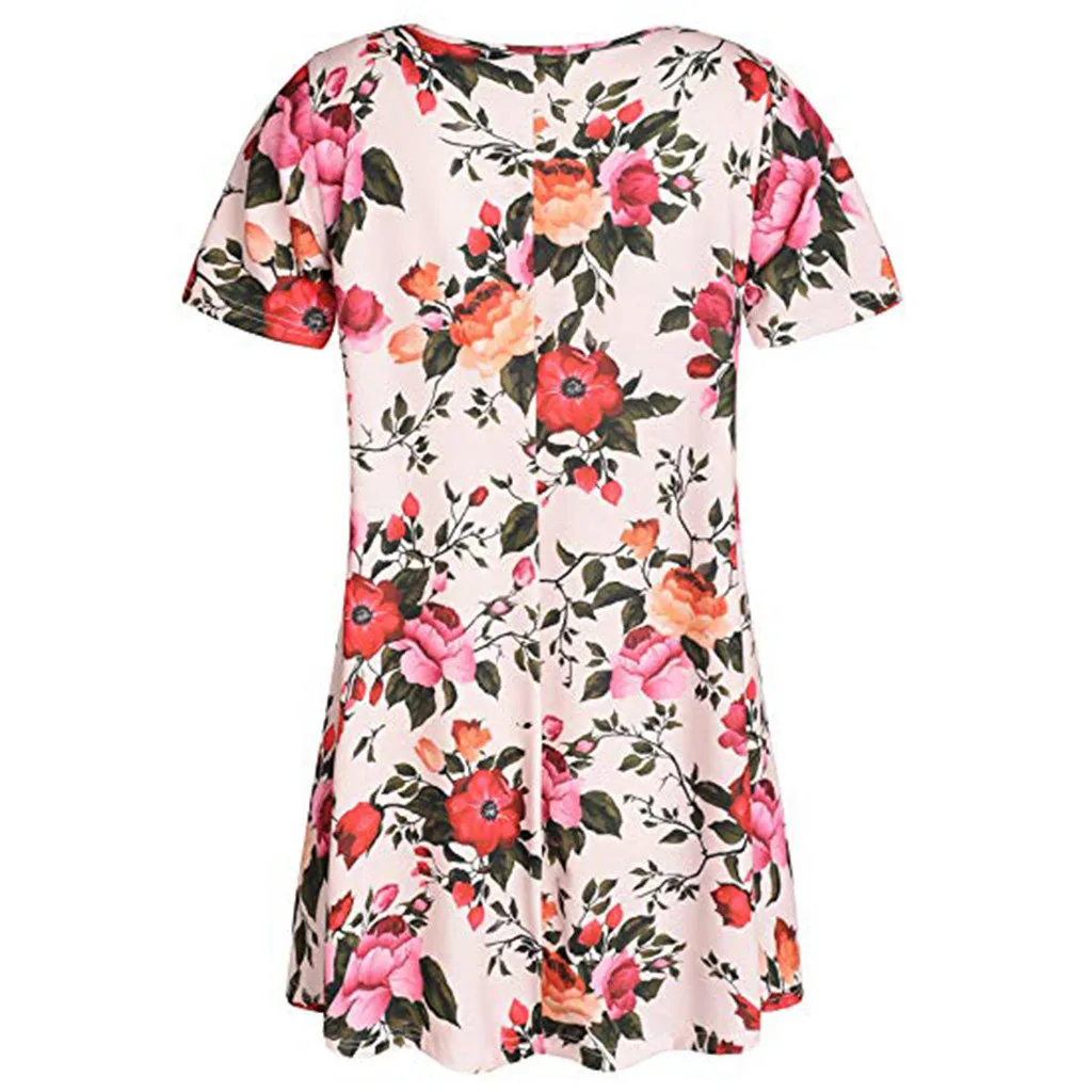 Женская футболка с цветочным принтом короткий рукав круглый вырез повседневные