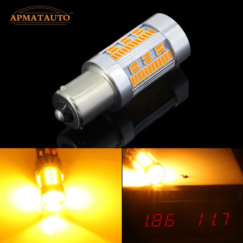 2 шт. без резистора чипы 105 янтарно желтый светодиодный ОД 1156 7506 7528 BA15s P21W ные лампы