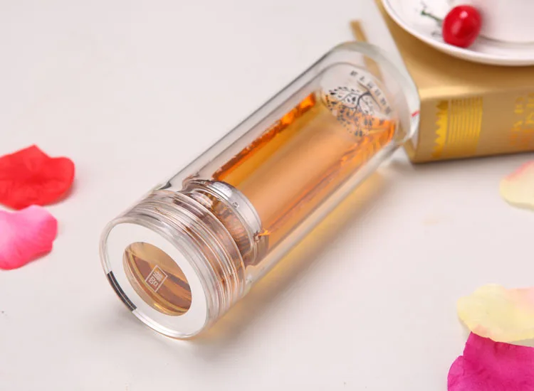 1 шт. двойная стеклянная бутылка для воды с ситечком чая портативная Спортивная