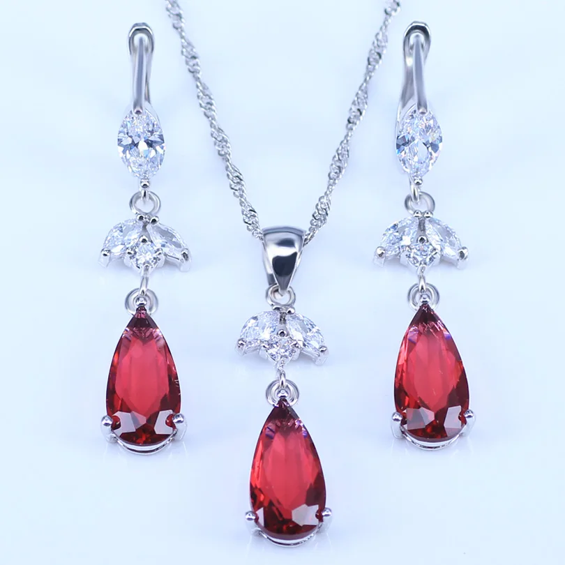 2018 Новый красная роза капли воды CZ изделия устанавливает серебра 925 Цепочки и