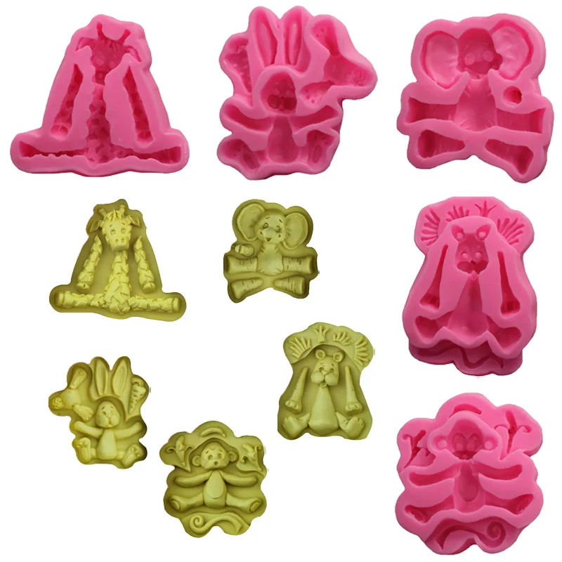 Милые детские силиконовые формы в форме жирафа кролика слона льва обезьяны