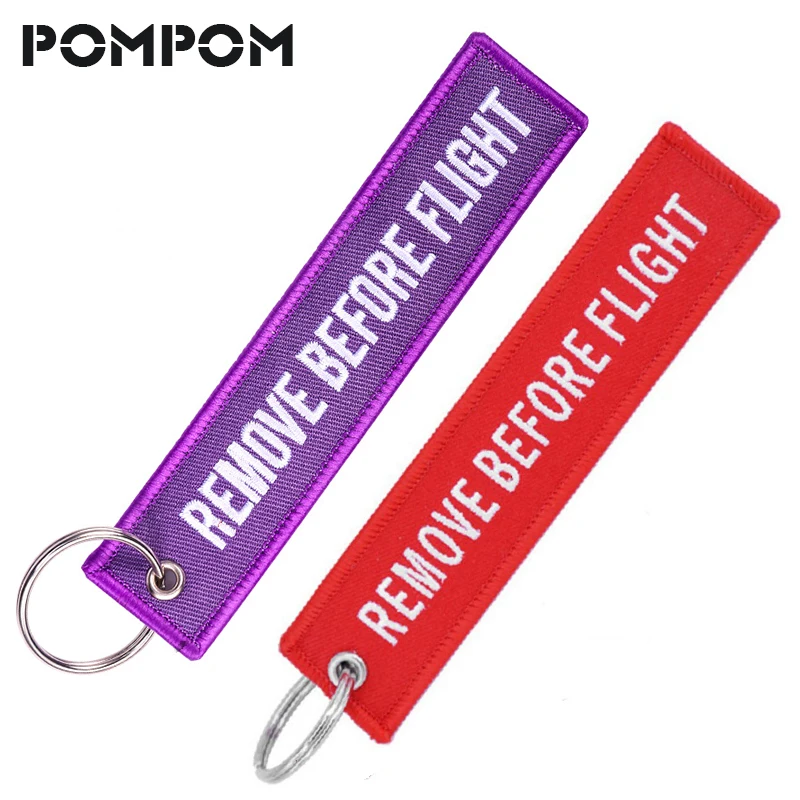 

REMOVE BEFORE FLIGHT KeyChains for Aviation Gifts Lugguage Tags Key Chains Purple OEM Stitch Keychains keyring llavero Jeweley
