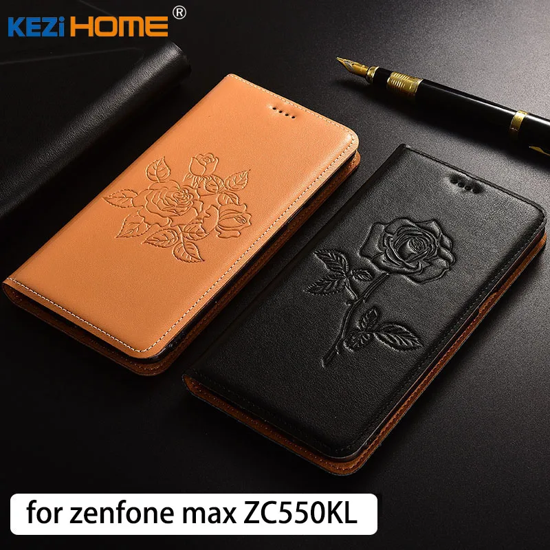 Для Asus Zenfone MAX ZC550KL чехол с откидной крышкой из тисненой натуральной кожи мягкая