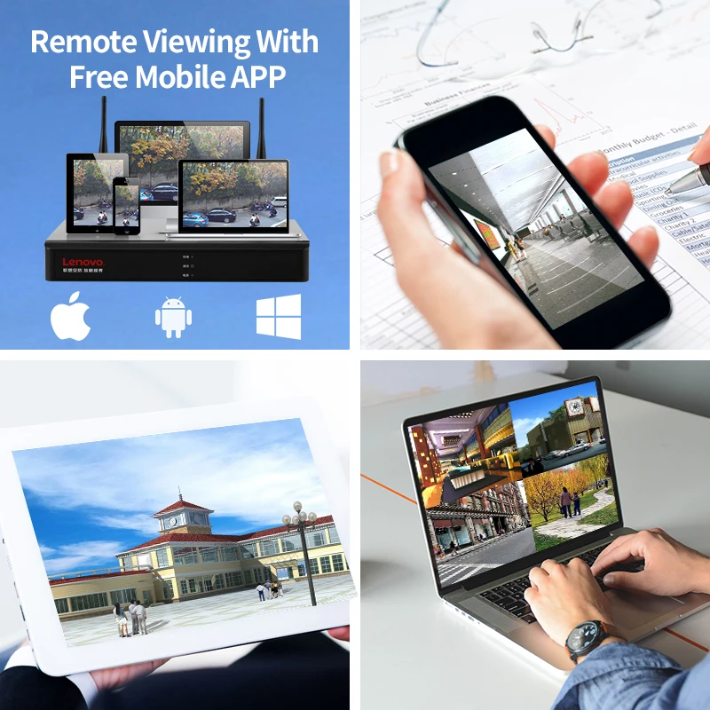 LENOVO 2CH массив HD беспроводная камера безопасности Система DVR комплект 960P WiFi