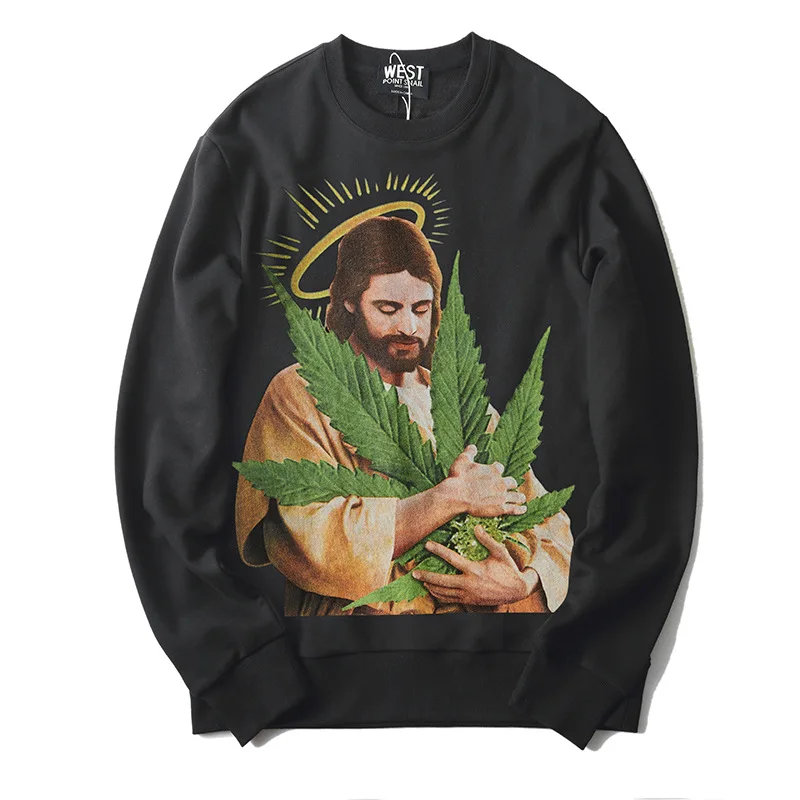 Новинка 2018 мужские толстовки с капюшоном принтом листья Иисуса nimbus бархатные
