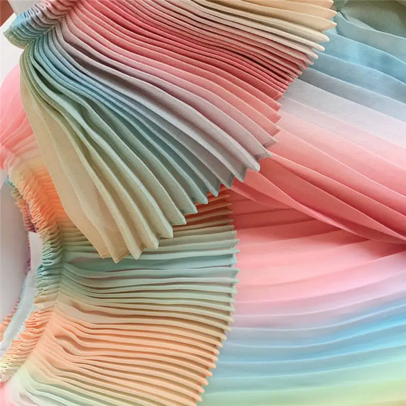 Летнее плиссированное платье для девочек новинка 2019 Детские радужные платья