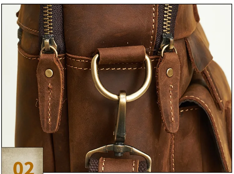 Кожаный портфель Crazy Horse, Сумка с несколькими карманами, 15,6 дюймов, сумка через плечо для ноутбука, S681-40 для мужчин, Sacoche Homme, мужской чехол для ноутбука