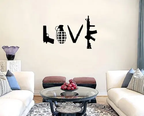 

Weapons Handgun Knife Rifle L O V E Vinyl Wall Decal Sticker Art