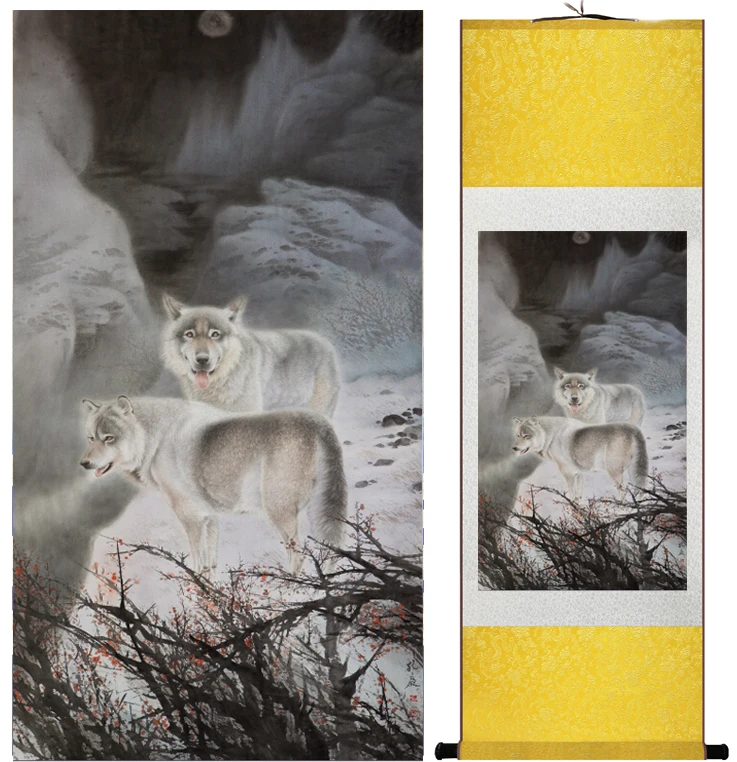 Картина волка традиционная китайская художественная живопись украшение для