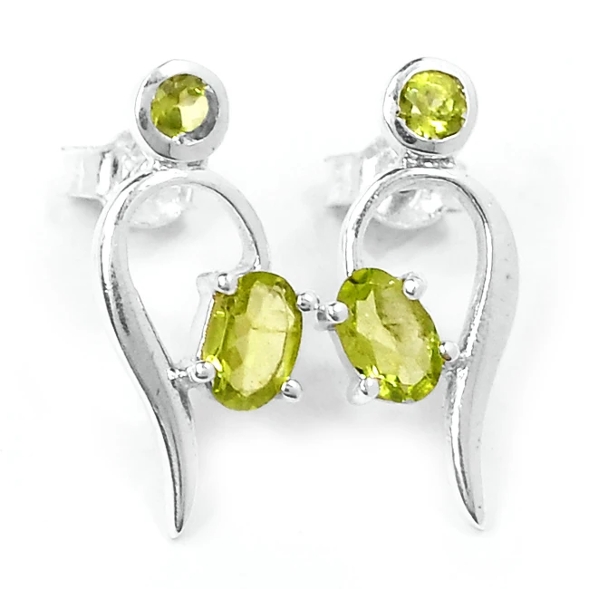 

Genuine Peridot Earrings, 100% 925 Sterling Silver, 2.5 g, ER2318P, New