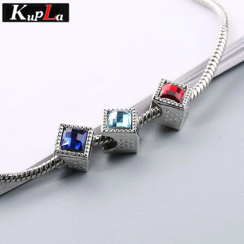 Цветные акриловые Квадратные бусины Kupla для Pandora Подвески DIY модные аксессуары