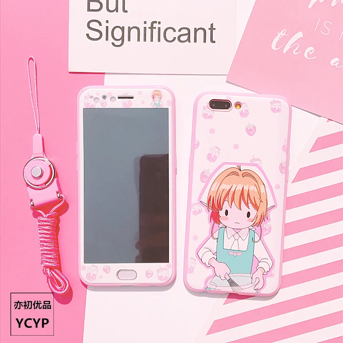 Чехол для iphone X Cardcaptor Sakura + пленка экрана из закаленного стекла 7 8 8plus 6 6S plus розовый