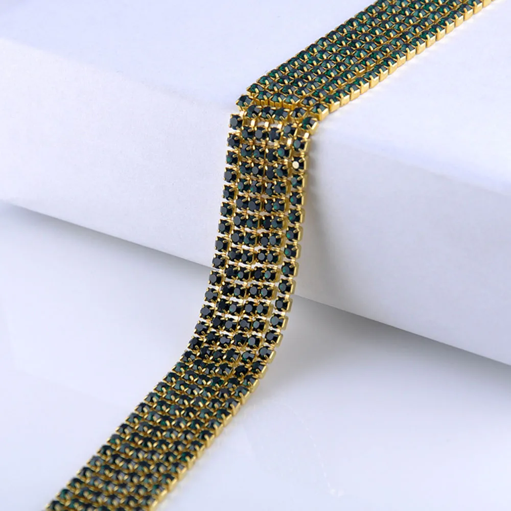 

Claw Crystal Chain 10 Yards Single Row Dense Rhinestones Chain Fabric DIY Crystals Strass Trim Sewing Rhinestones For Needlework