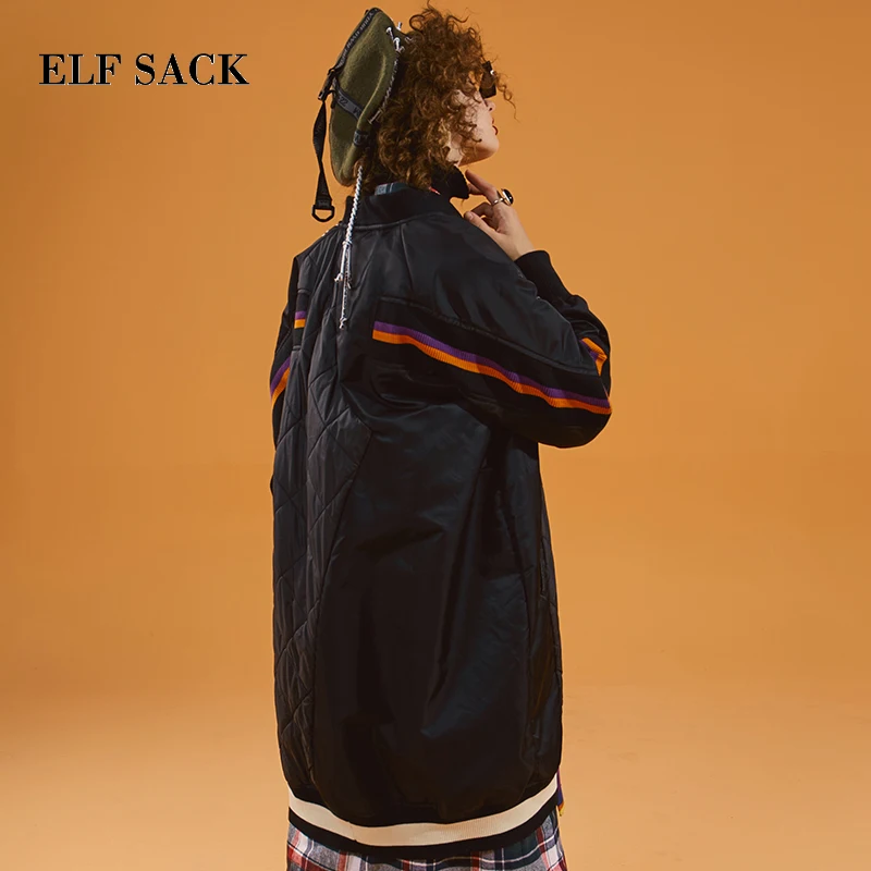 ELFSACK новинка женское плотное пальто длинное в полоску с широкой талией Femme