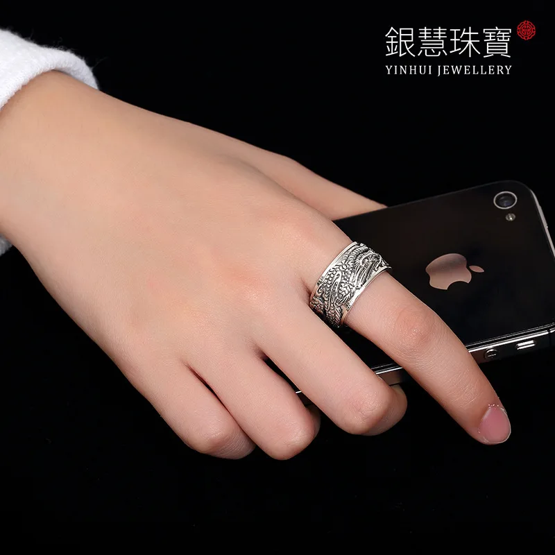 

Drogan Rings 100% Pure 925 Sterling Silver Jewelry For Mens Punk Special Thailand silver Christmas Gift FR050