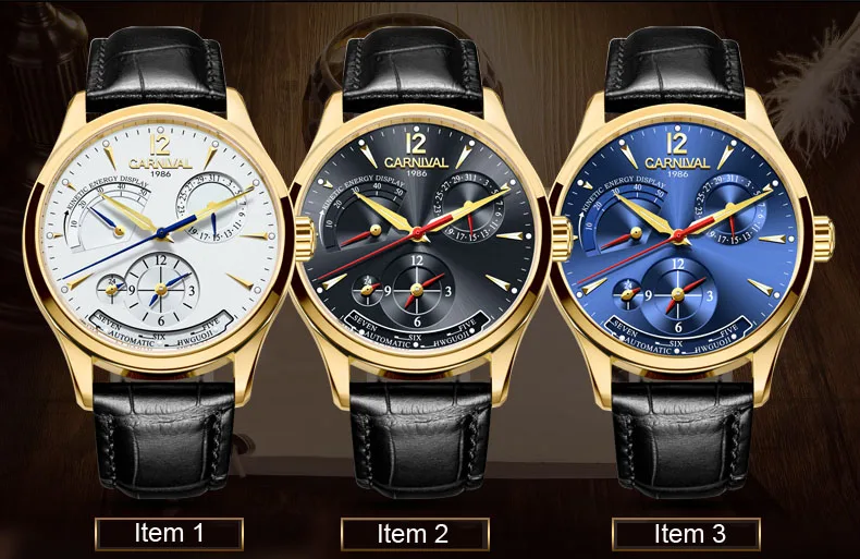 Relogio masculino Carniva Роскошные Брендовые Часы для мужчин сапфир reloj hombre световой водостойкий автоматический деловые часы для мужчин 2