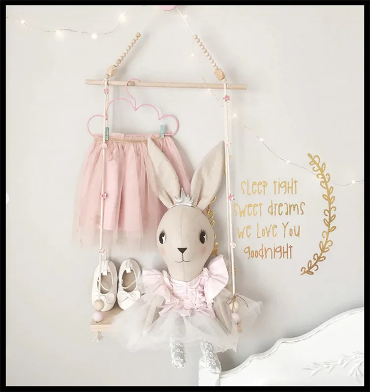 Детская двухслойная настенная полка в скандинавском стиле с бусинами | Дом и сад