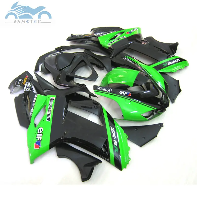 Пользовательские ваши обтекатели комплект для KAWASAKI Ninja ZX 6R 2007 2008 Пластиковые обтекатели комплекты ZX6R ZX636 07 08 зеленый черный запасные части корпуса