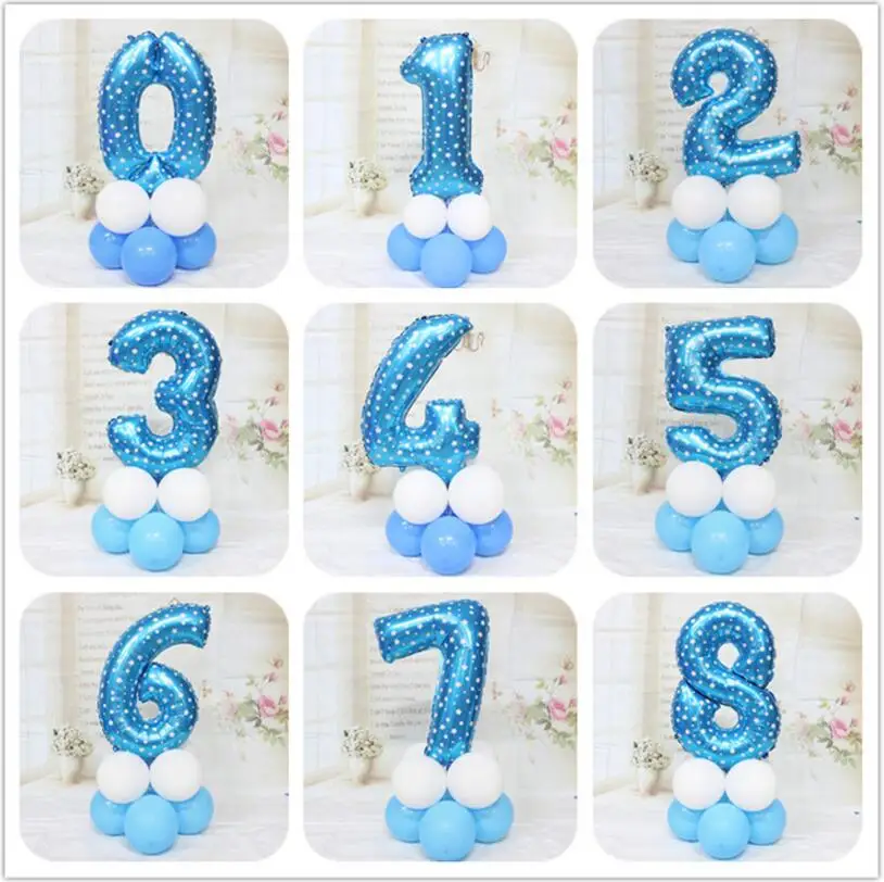 Воздушные шары из фольги 32 дюйма розовый и голубой номер цифры баллоны с гелием