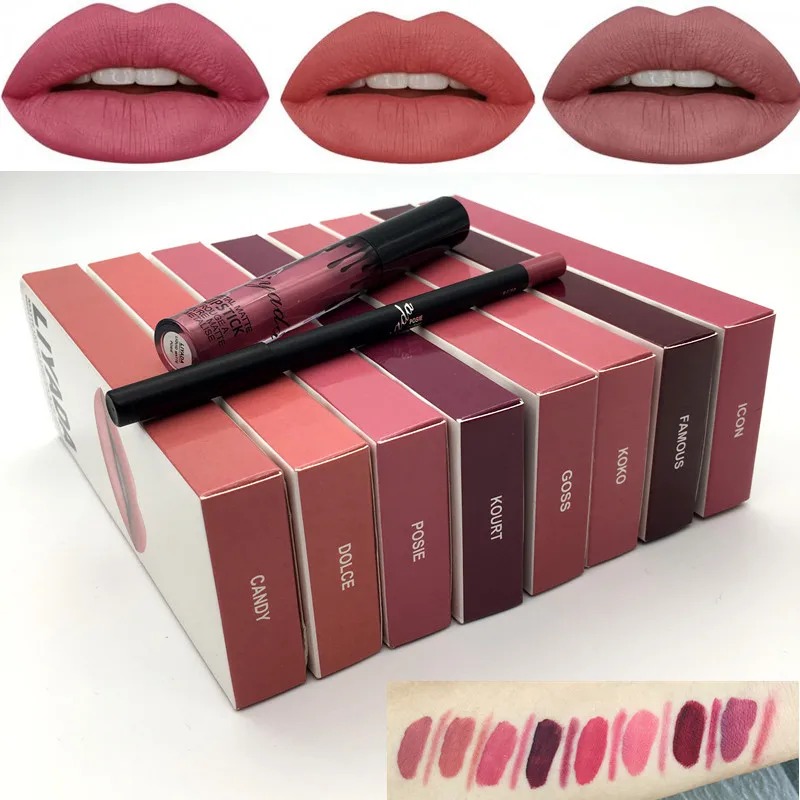 LIYADA 8 компл. Матовая жидкая помада + lips pencil Макияж Lasting Водонепроницаемый Коврики