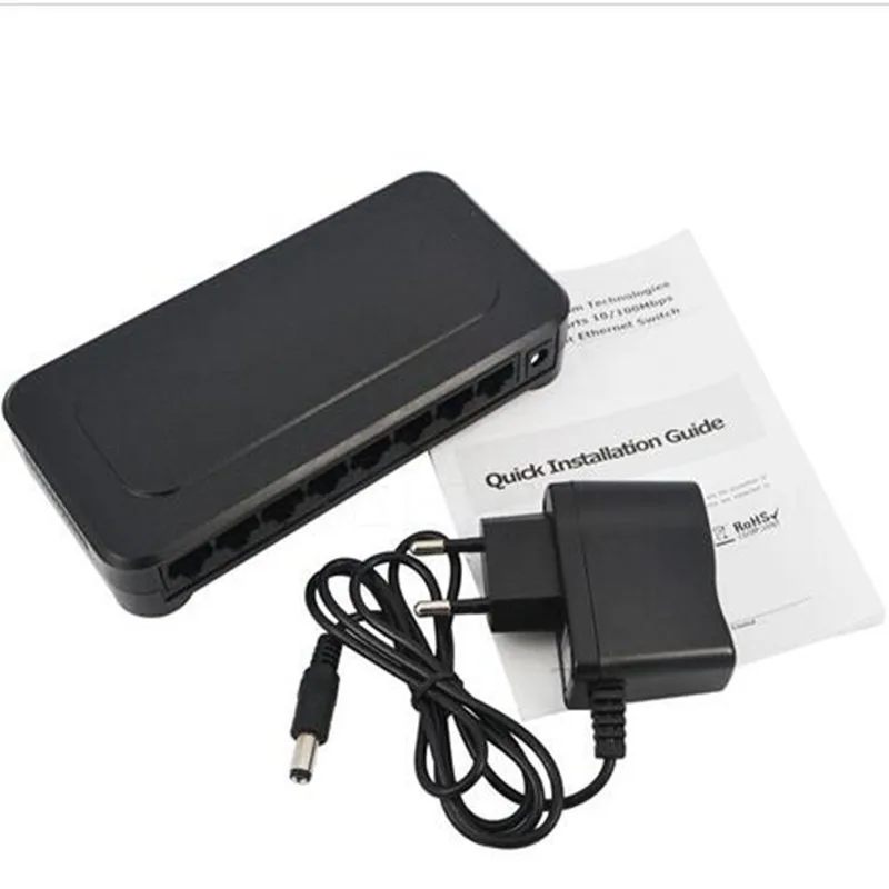 10 / 100 Мбит/с RJ45 8 портов быстрая стандартная вилка для США и ЕС адаптер 5 в сетевой