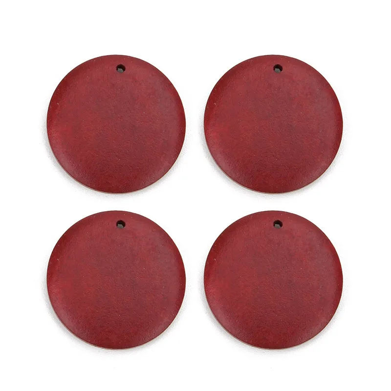 Wine Red SAUVOO 30 шт/20/25/30 мм Dia плоские круглые деревянные бусины 1,5 мм Прямые рваные свободные деревянные бусины-спейсеры для браслет "сделай сам" для изготовления ювелирных изделий - Цвет: Wine Red