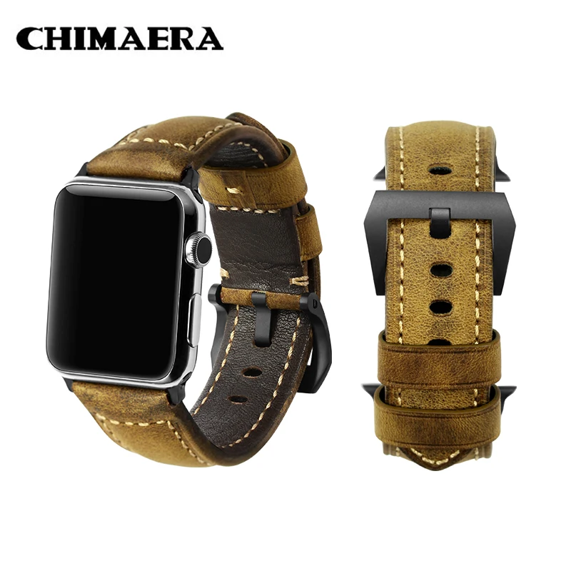 CHIMAERA, ремешок для часов, винтажный, кожаный, спортивный, для Iwatch, серия 4, 3, 2, 1, браслет для мужчин, 42 мм, 38 мм, 44 мм, 40 мм