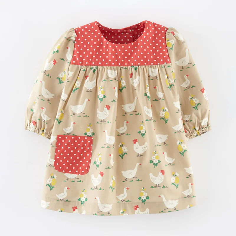 W0401 animals Little maven/Лидер продаж; весенне-осенние платья с принтом милых животных для маленьких девочек; новое дизайнерское платье принцессы для маленьких девочек - Цвет: W0401 animals