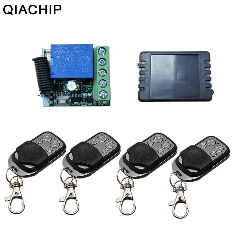 

QIACHIP Universal Wireless 433Mhz Remote Control Switch DC 12V 10A 1CH Receiver Module + RF Transmitter 433 Mhz Remote Controls