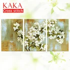 Наборы для вышивки крестиком KAKA, тройные 5D цветы яблока, наборы для вышивки с напечатанным рисунком, холст 11CT, краска для домашнего декора