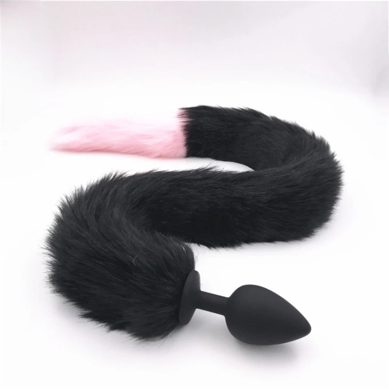 Silicone Butt Plug Tail Anal Splicing Color Black and Pink Animal Tails Anus Stopper Sex Products for Couples H8-5-131A | Красота и