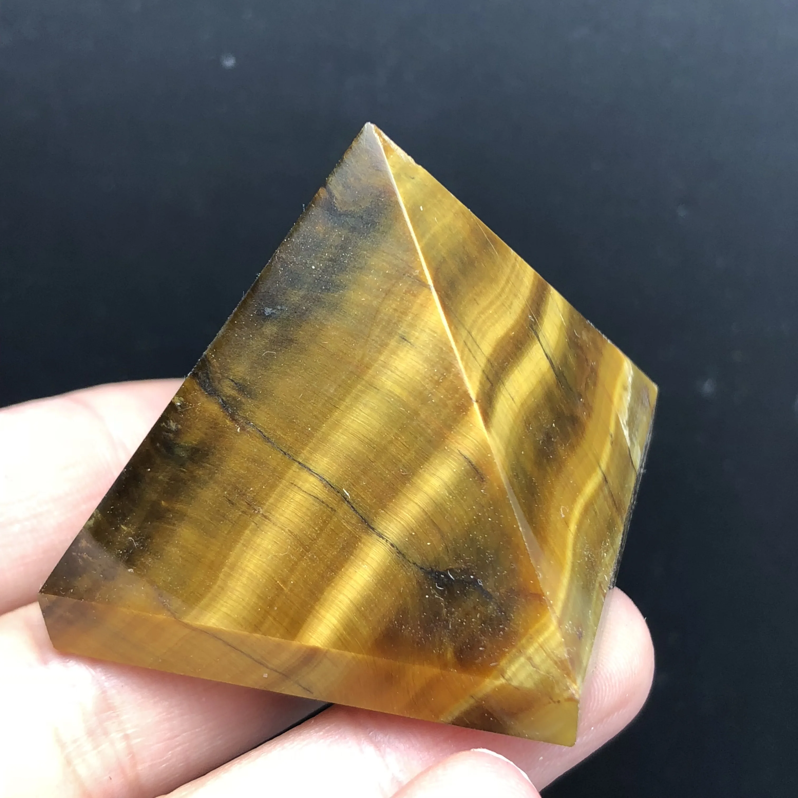 Natural tiger eye crystal mineral quartz carved pyramid chakras stone carvings healing reiki decoration