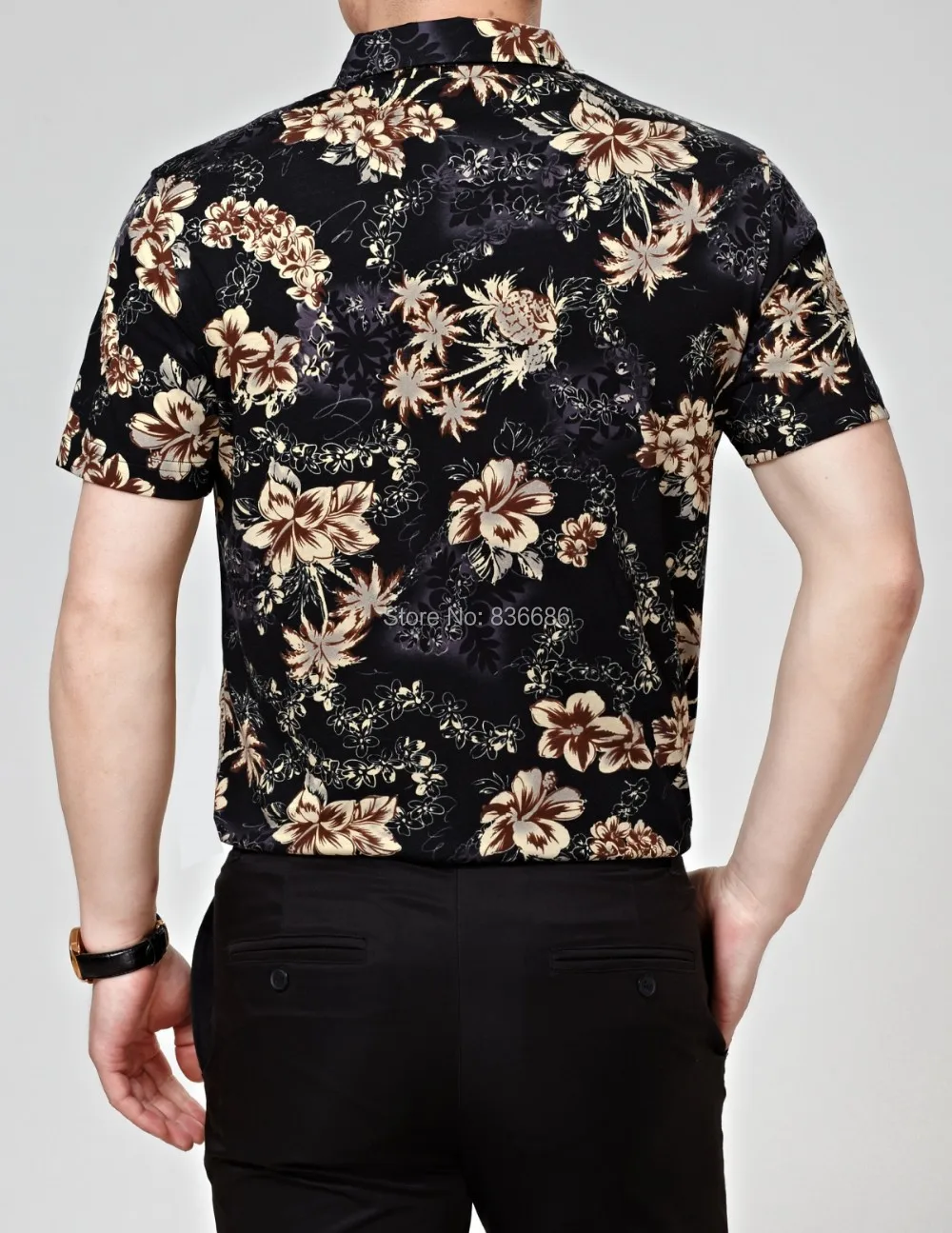 Высококачественная Летняя мужская гавайская рубашка с модным цветочным принтом