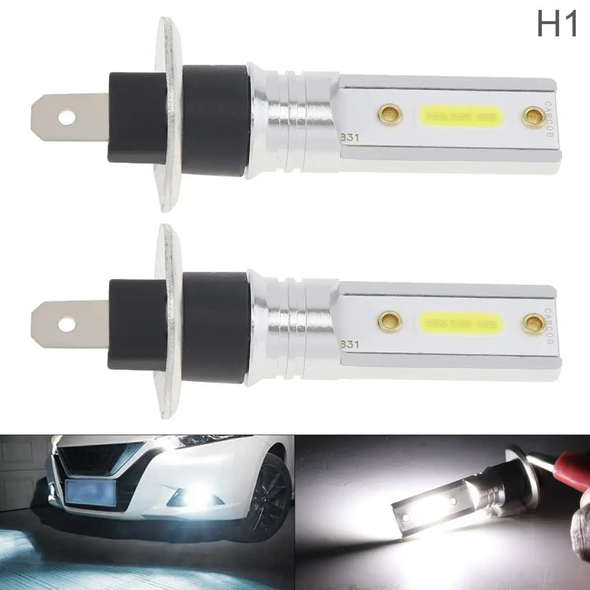 2шт 12W 12V H1 Универсальный COB SMD светильник s 1200LM 6500K 7500K белый автомобильный для