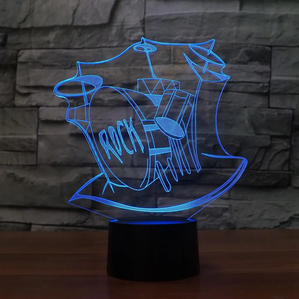 Творческий 3D Led градиенты Ночной светильник 7 Цвета изменение барабанной стойкой