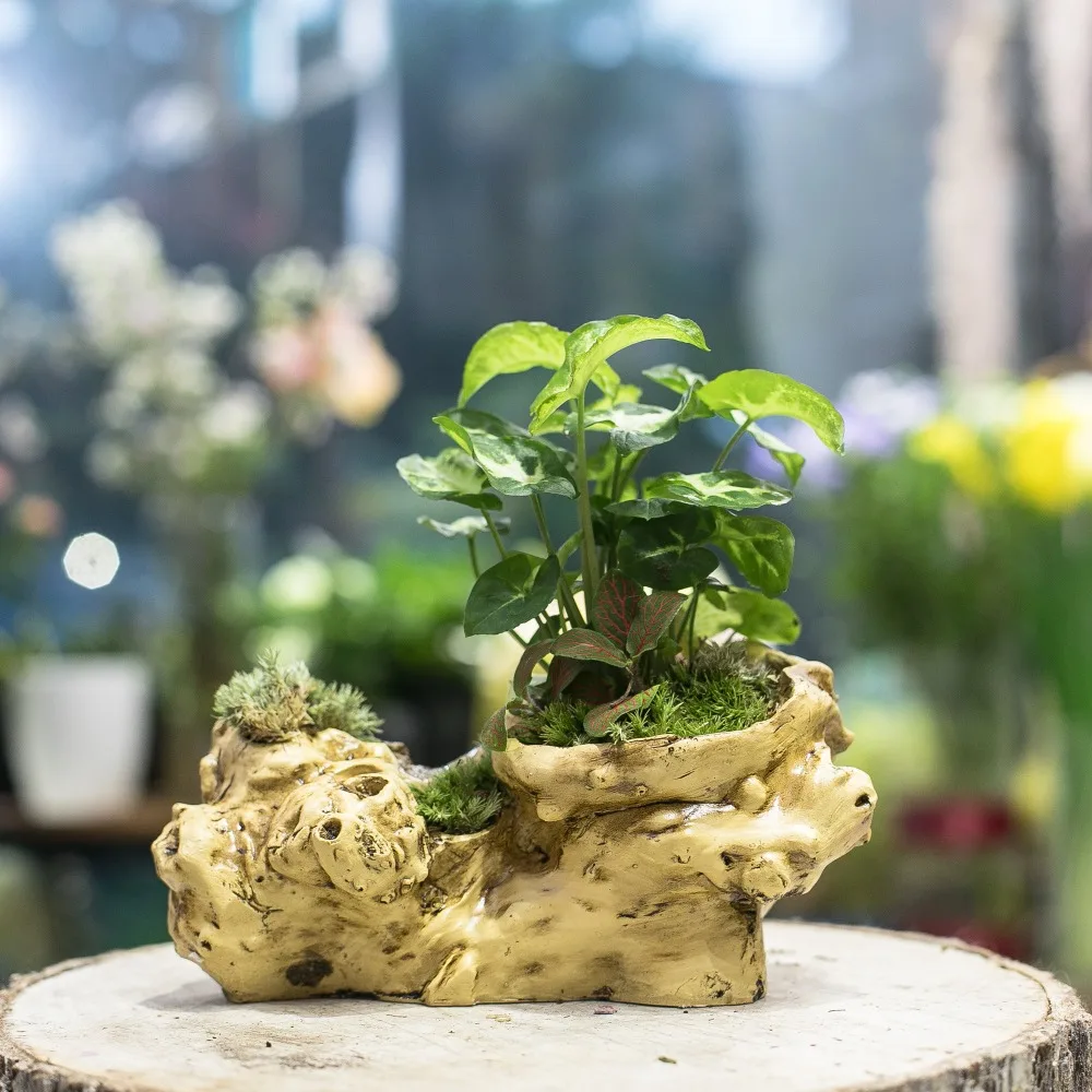 Смоляный искусственный скрученный корень цветочный горшок скульптура
