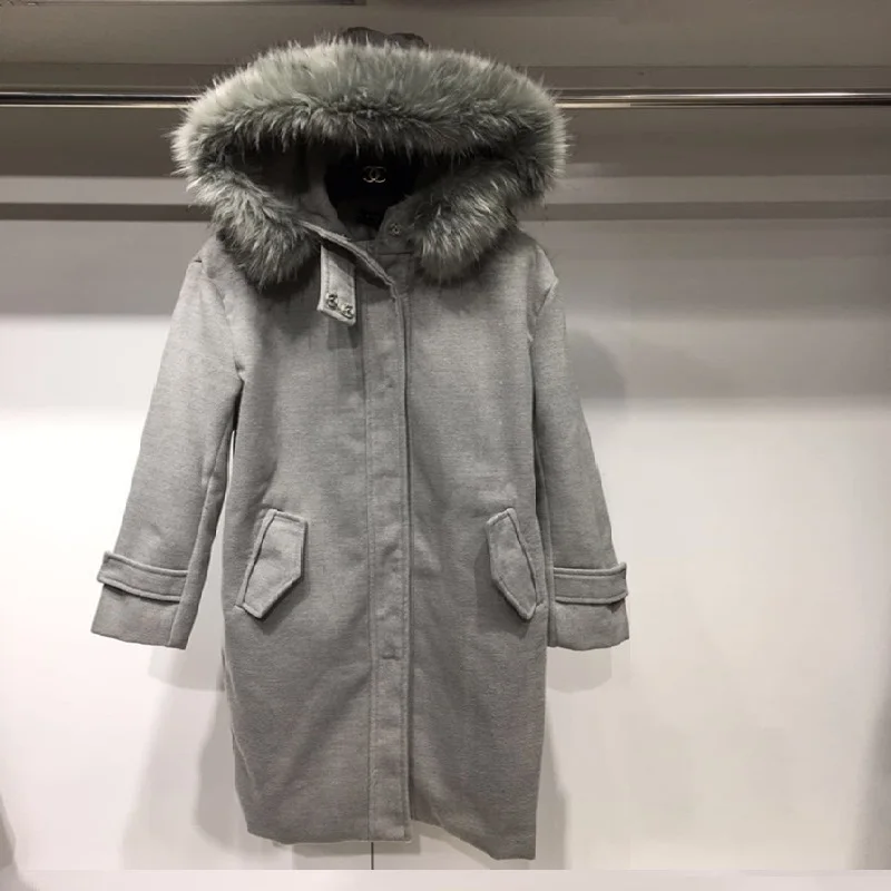 gray Новое осенне-зимнее женское пальто Vestido размера плюс, модное приталенное хлопковое пальто с капюшоном MD-Long, женская верхняя одежда большого размера - Цвет: gray