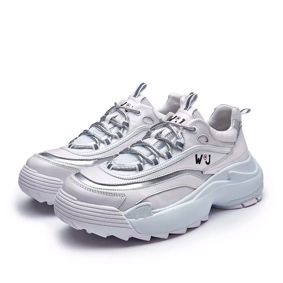 Delivr Sneakers Men Shoes Casual 2019 White Platform Vulcanized Thick Sole Creeper Dad Genuine Leather | Обувь