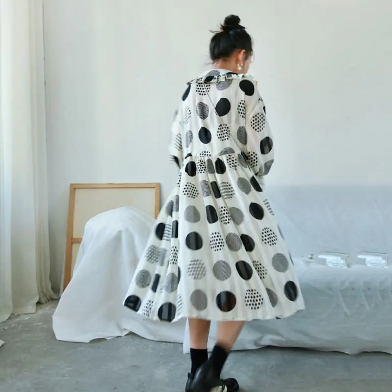 HG/Новинка осени в горошек с воротником кукольном стиле платье миди для женщин