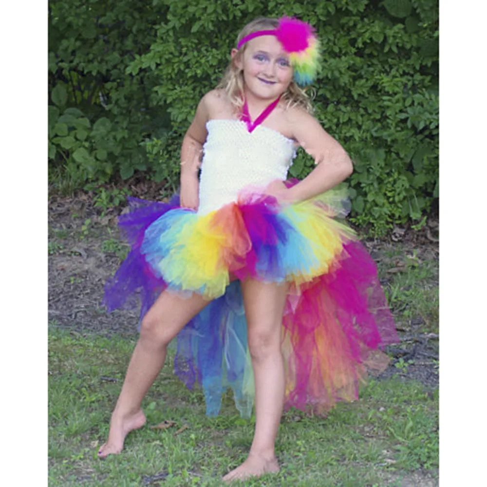 Bright Candy Rainbow Bustle Tutu Dress Unicorn Girl Birthday Photo Prop Halloween Pony Costume Baby Girls Infant Dresses | Детская