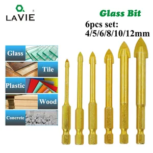 Сверла по стеклу с шестигранным хвостовиком 14 дюйма, 45681012 мм, 6 шт., DB02009