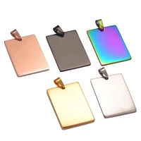 5pcs wholesale rectangle 5 colors unisex stainless steel army id blank dog tags pendant necklace jewelry 2840mm hypollergenic