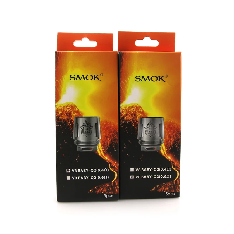 100% SMOK V8 маленьких Q2 двухъядерный 0.4ohm/0.6ohm Baby сменная катушка для 3 мл TFV8 большой