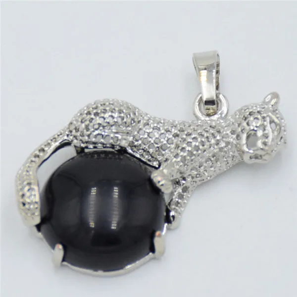 black agates Новое поступление Мода 1 шт натуральный камень тигровый глаз розовый кристалл Медь животных Подвески "Леопард" для ожерелья женщин Шарм ювелирные изделия - Окраска металла: black agates