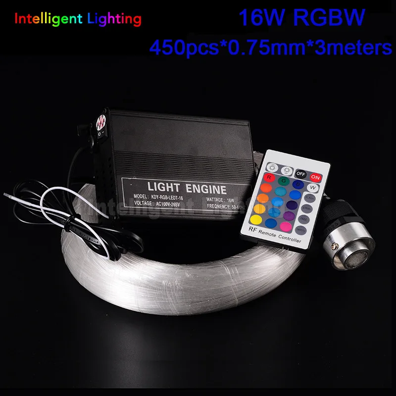 450pcs x 3m 16 Вт RGBW 24key RF свет двигателя+ 0,75 мм* 150 шт/200 шт/300 шт/400 шт* 2 м/3 м/5 м светодиодный волоконно-оптический свет - Испускаемый цвет: 450pcs x 3m