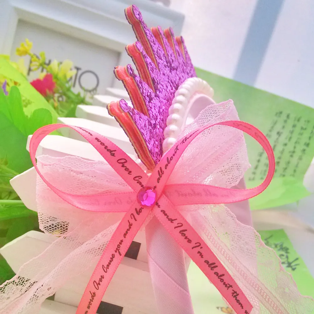 M MISM лента с ангелом и бантом кружевная жемчужная Корона головной убор тиара