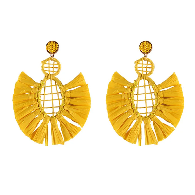 Earrings 19 Лучшие женские серьги-капли из желтой смолы, Украшенные бусинами, для женщин, свадебный подарок, Этнические украшения, богемные серьги с кисточками, вечерние серьги, бижутерия - Окраска металла: Earrings 19
