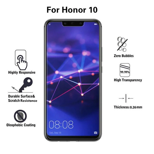 Для Huawei Honor 10 защита экрана 2.5D Закаленное стекло для Защитная стеклянная пленка